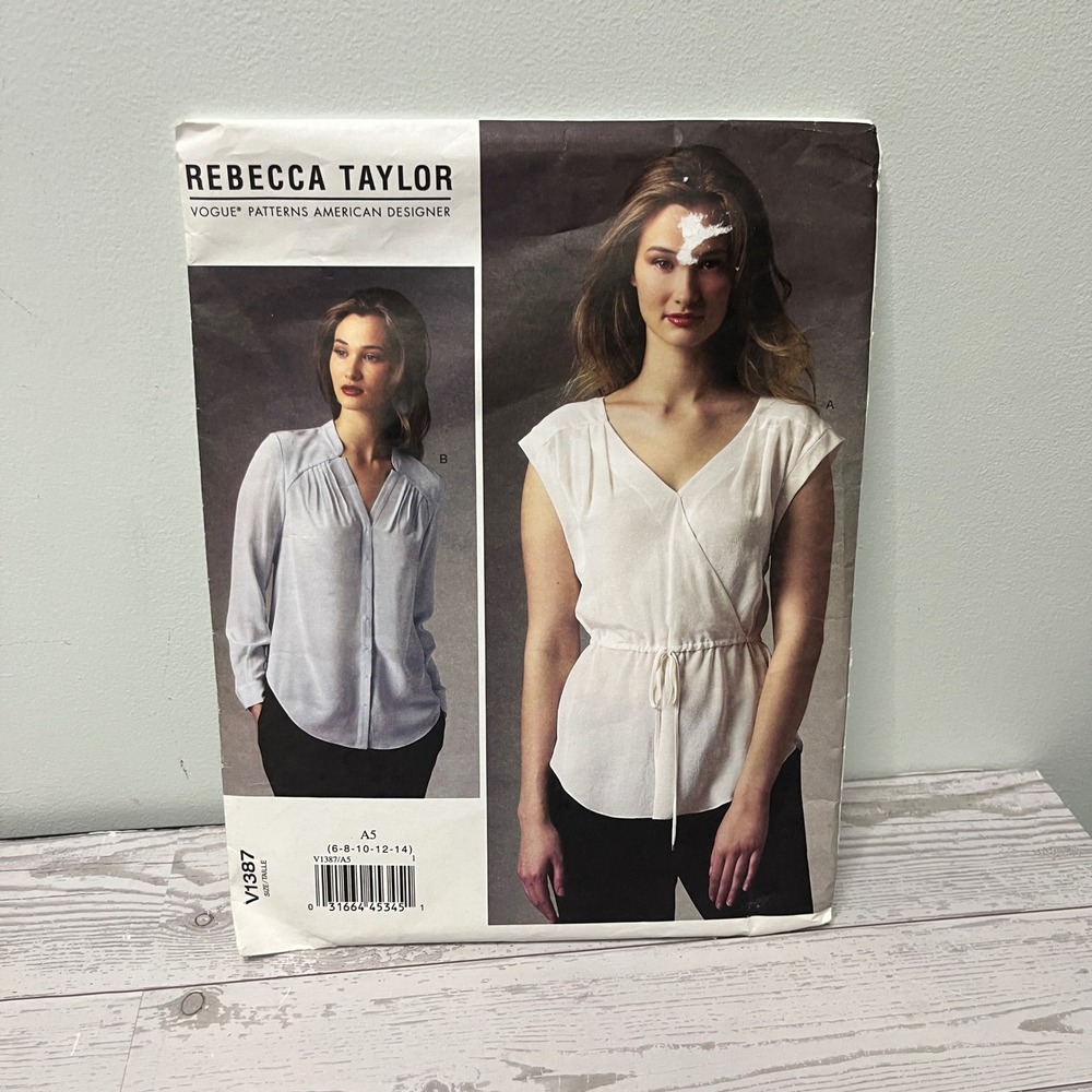 Rebecca Taylor Vogue V1387 Misses Blouse Sewing Pattern Size 6-14 Uncut